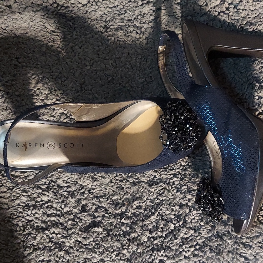 Metallic Blue Karen Scott Slingbacks Sz 9M
